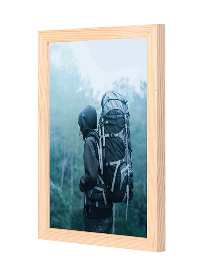 LOWHA Man Wearing Hoodie Carries Bag Printed Wall Painting Multicolour 23x33x2cm - Image 1