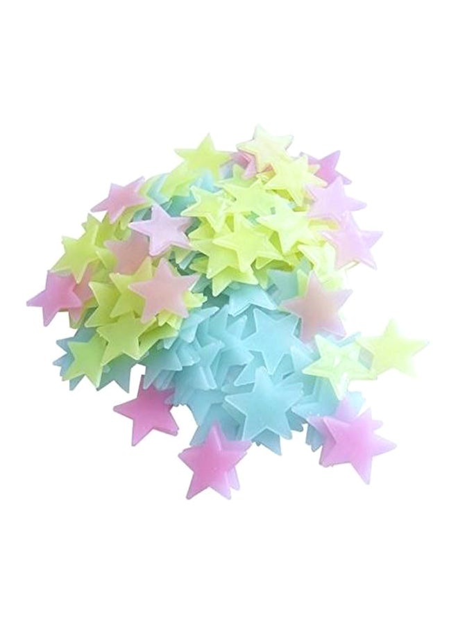 Generic - 100-Piece Glow In The Dark Luminous 3D Star Wall Sticker Set Multicolour 3 x 3cm - Image 1