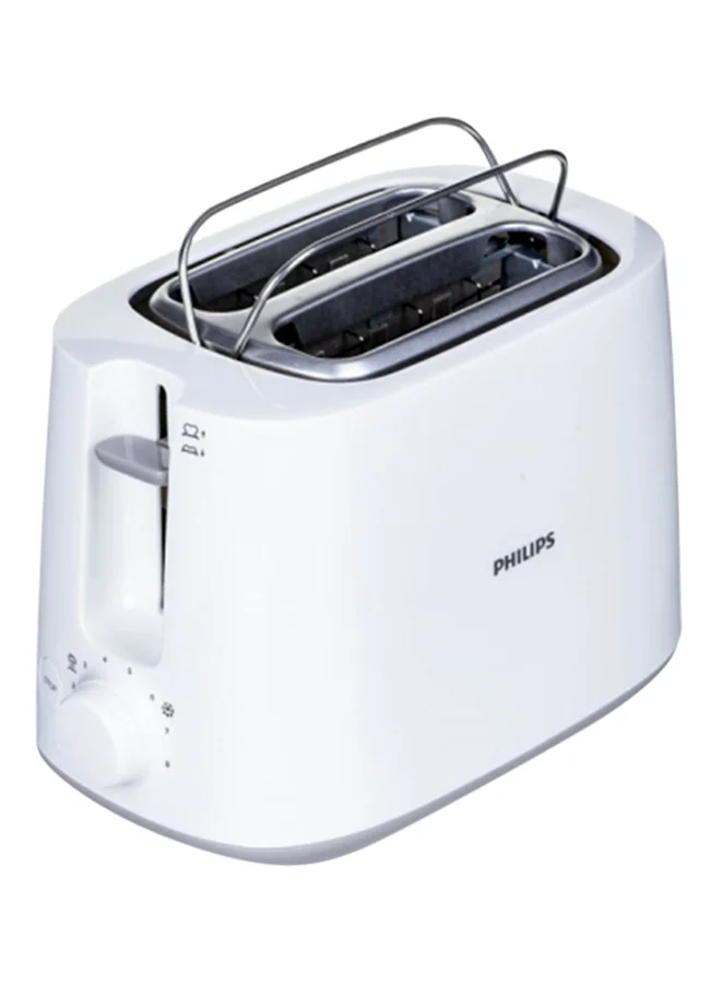 Philips Toaster Daily Collection - Plastic, 2 Slots With Bun Warmer, 8 Settings, 830 W HD2581/01 White