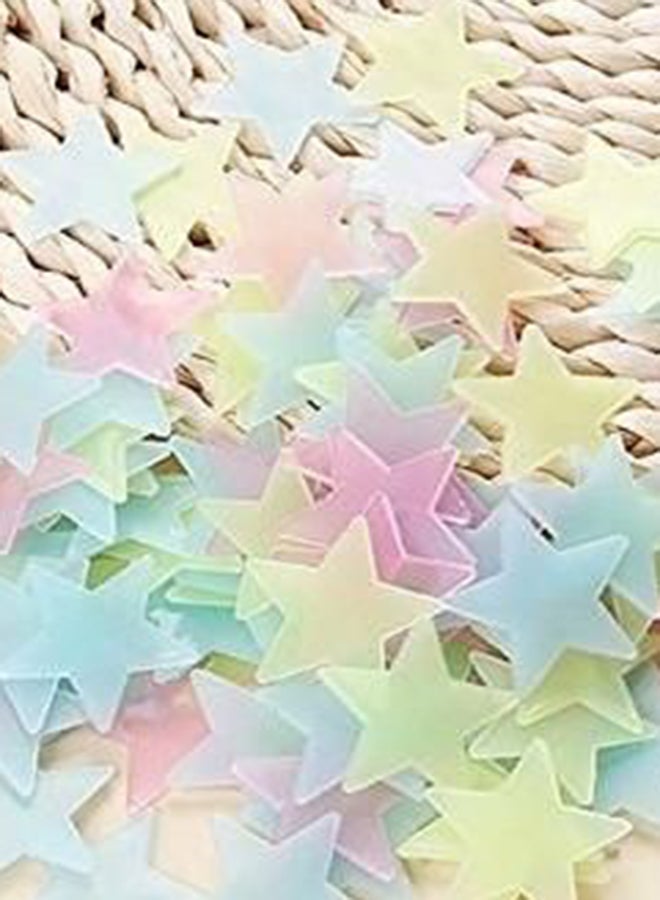 Generic - 100-Piece Glow In The Dark Luminous 3D Star Wall Sticker Set Multicolour 3 x 3cm - Image 1