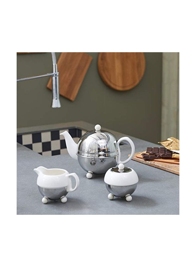 Cosy Teapot With Insulated Shell Silver/White