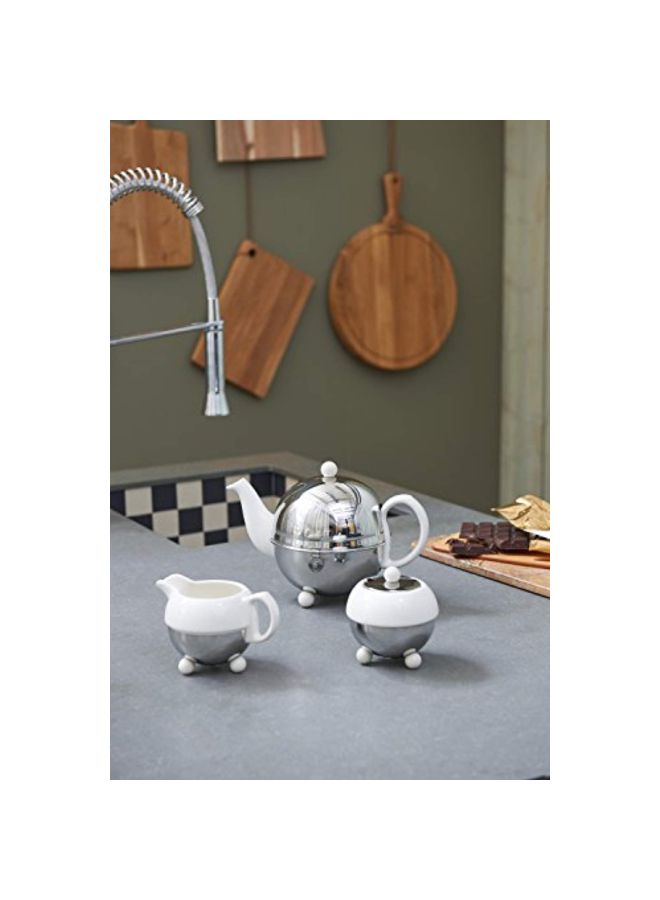 Cosy Teapot With Insulated Shell Silver/White