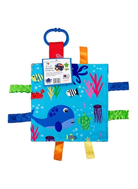 Square Teething Toy With Closed Ribbon Tag