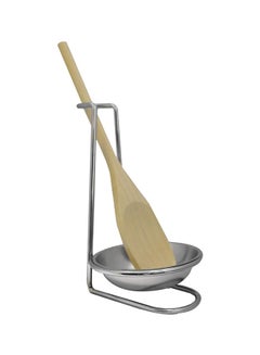 Mixing Spoon With Rest Stand Beige/Silver 7 x 4inch
