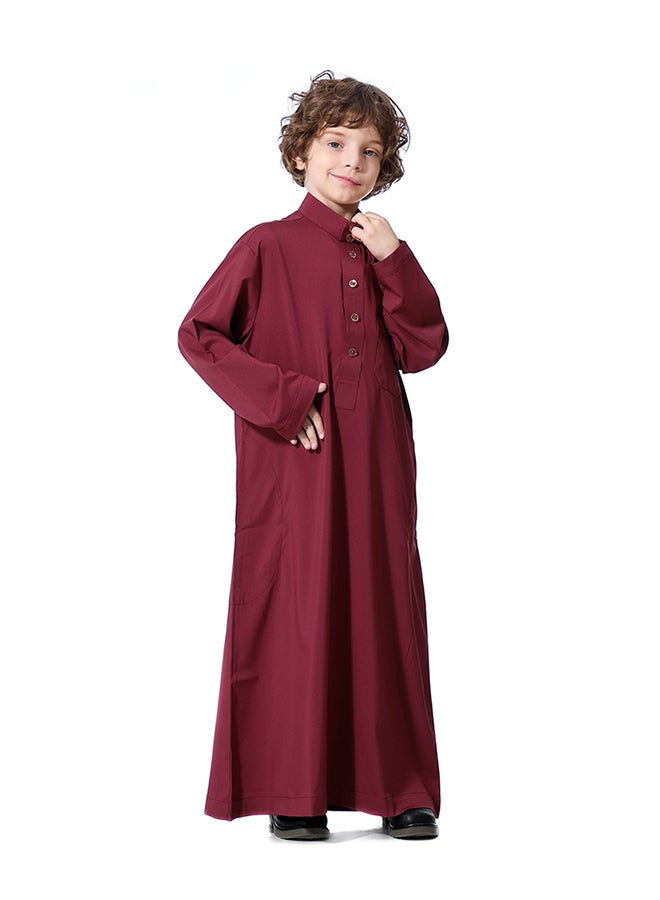 Solid Pattern Abaya Wine red - v1579587326/N33806905V_5