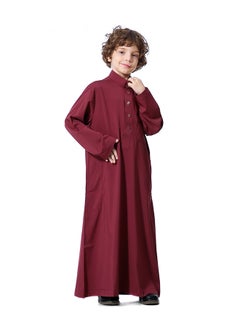 Hanyimidoo Solid Pattern Abaya Wine red  - Image 5