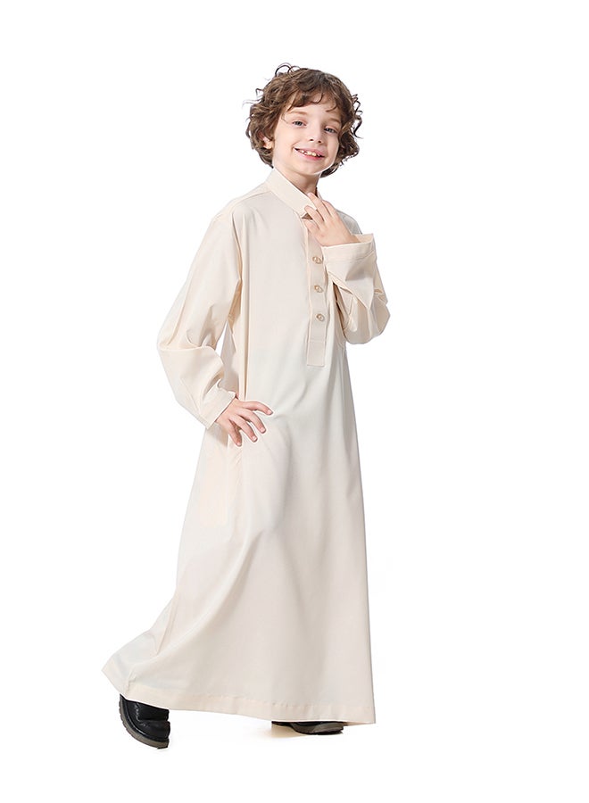 Hanyimidoo Solid Pattern Abaya Beige  - Image 1