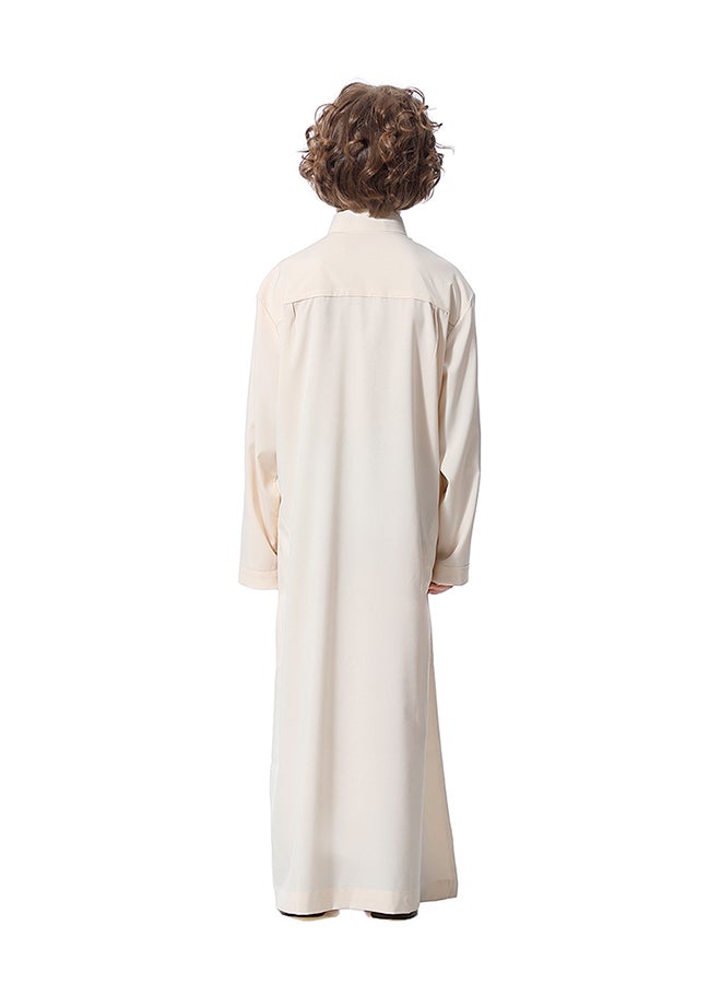 Hanyimidoo Solid Pattern Abaya Beige  - Image 2