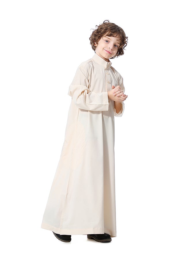 Hanyimidoo Solid Pattern Abaya Beige  - Image 3