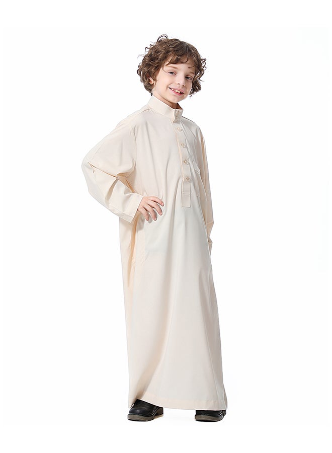 Hanyimidoo Solid Pattern Abaya Beige  - Image 4