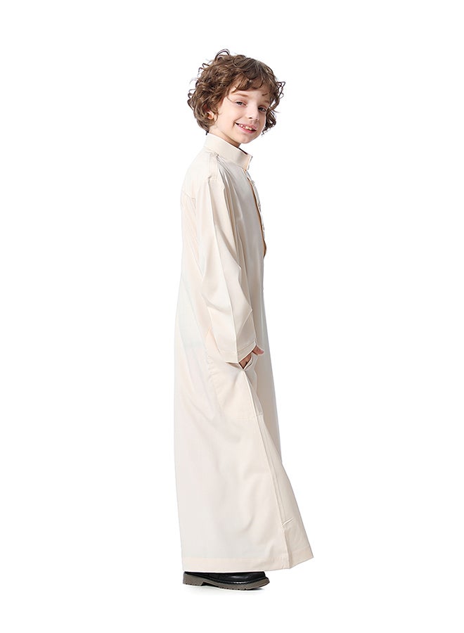 Hanyimidoo Solid Pattern Abaya Beige  - Image 5