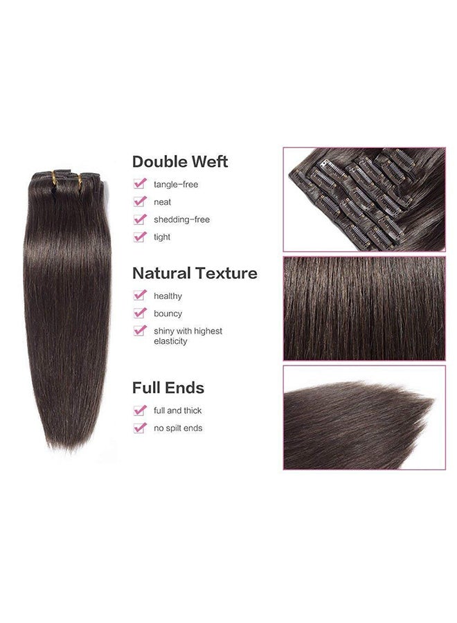 فولي وصلات شعر تُثبت بمشبك بقصة مسترسلة مكونة من 7 قطع بني 16بوصة - Image 2