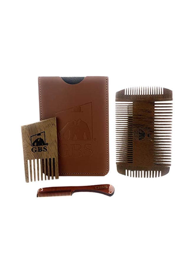 G.B.S 3-Piece Beard Comb Set Brown