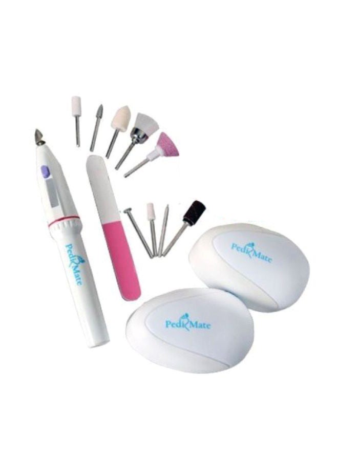 Pedi Mate 18-Piece Handheld Electric Pedicure Set White/Blue/Pink  - Image 2