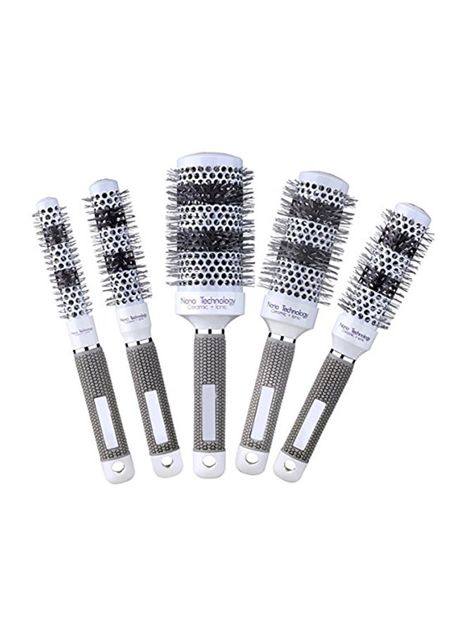 Perfehair 5-Piece Round Thermal Ceramic Brush Set Silver/Black 1.4X6.6X1.4cm  - Image 1