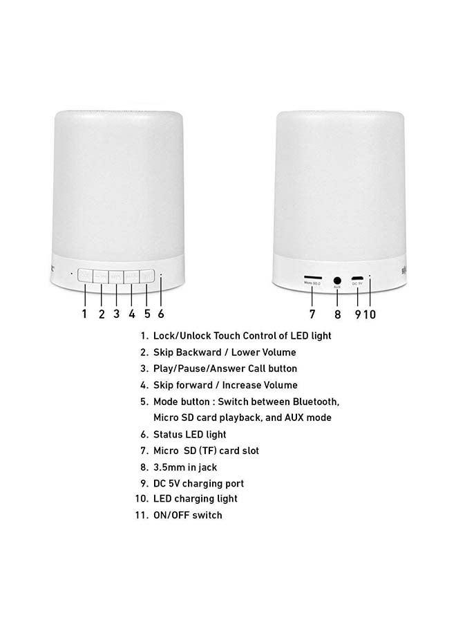 LED Touch Lamp Wireless Portable Bluetooth Speaker B07SNBC6KK Beige - Image 3