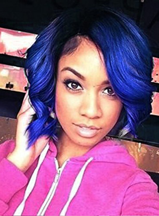 FASHION LINE 4-Piece Brazilian Hair Extension Set Blue/Black 8inch - Image 2