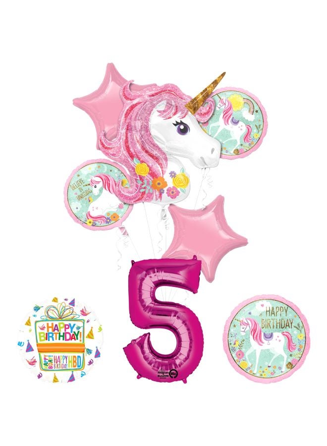 منتجات ماي فلاور مجموعة باقة بالونات بطبعة عبارة "Believe In Unicorns" للزينة - Image 1