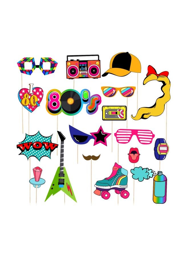 LUOEM 21-Piece 80s Photo Booth Prop Set - Image 1