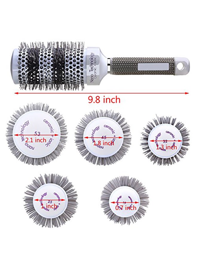 Perfehair 5-Piece Round Thermal Ceramic Brush Set Silver/Black 1.4X6.6X1.4cm  - Image 2
