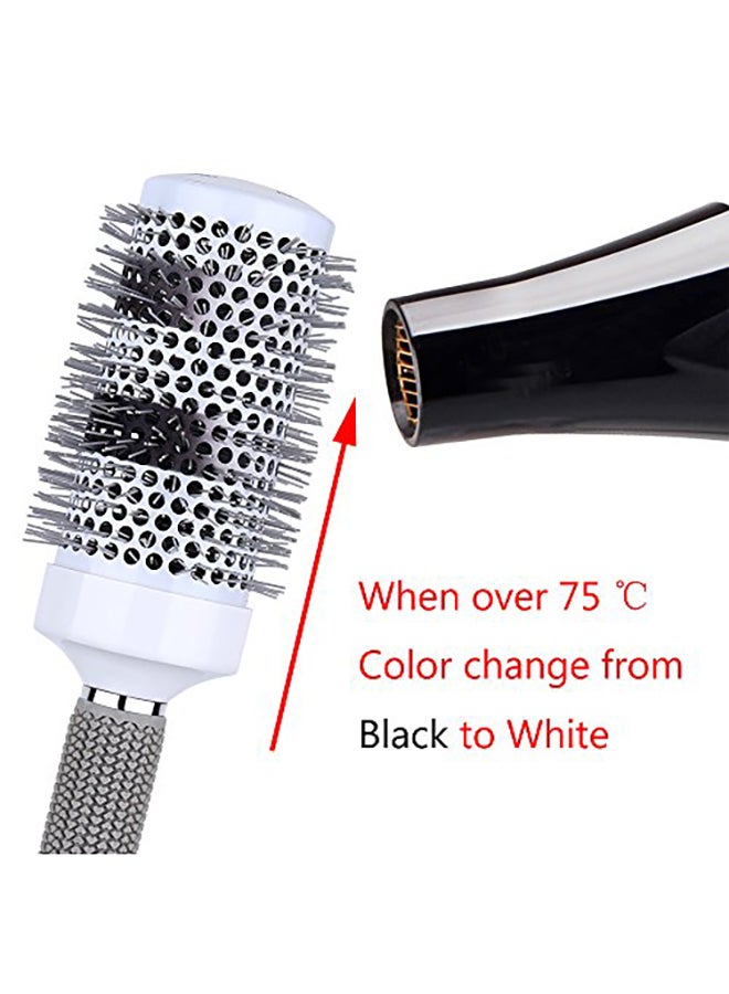 Perfehair 5-Piece Round Thermal Ceramic Brush Set Silver/Black 1.4X6.6X1.4cm  - Image 3