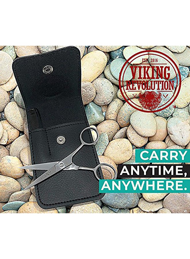 Viking Revolution - 2-Piece Grooming Kit And Synthetic Leather Case Silver/Black 5.5x0.75x3.5inch - Image 1