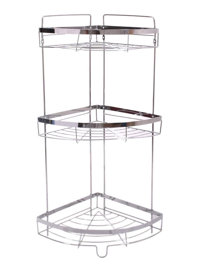 Kurtzy Multipurpose Standing Corner Storage Rack Silver 31x21x58centimeter - Image 1