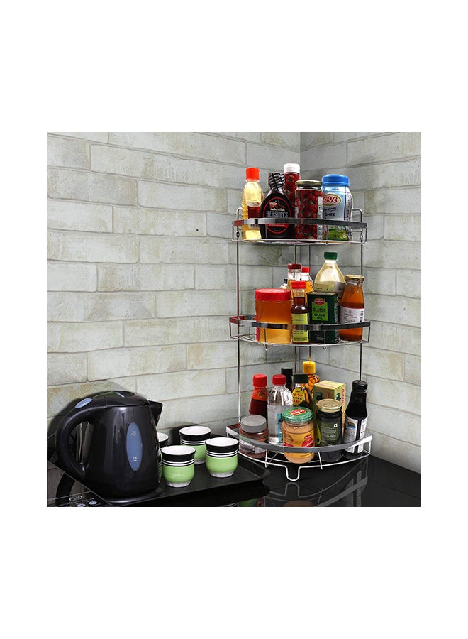 Kurtzy Multipurpose Standing Corner Storage Rack Silver 31x21x58centimeter - Image 2