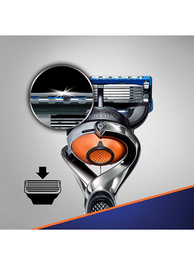 Gillette - Fusion Proglide Flexball Razor With 4 Refill Blade Cartridges Silver/Black - Image 1
