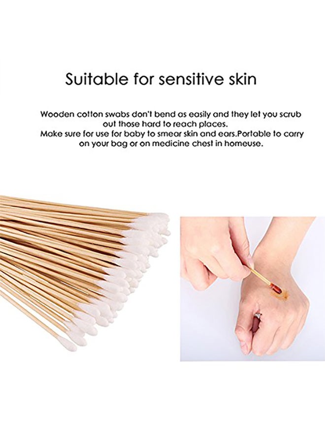 kangbaobei 200-Piece Long Wooden Cotton Swabs Set Brown/White 2x4x2.8inch  - Image 3