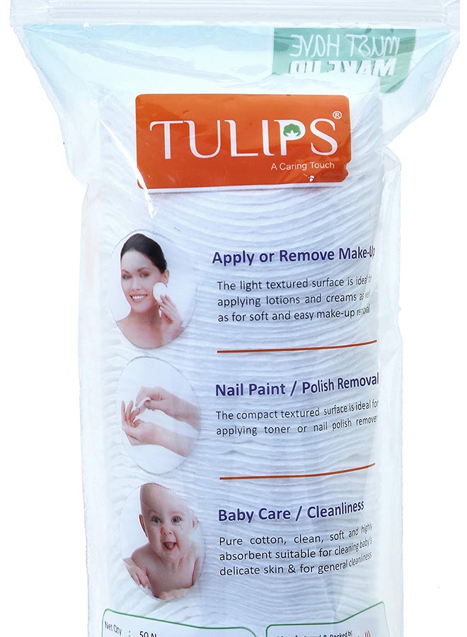 Tulips 6-Pack Soft Cotton Makeup Removal Pads White - Image 3