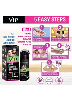 VIP 5-In-1  Shampoo Hair Colour Brown 180ml  - Image 3