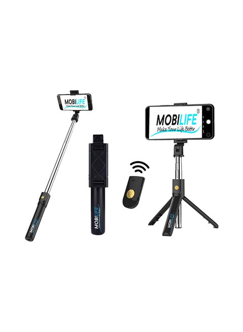 Mobilife Bluetooth Extendable Selfie Stick with Wireless Remote Control Black/Silver
