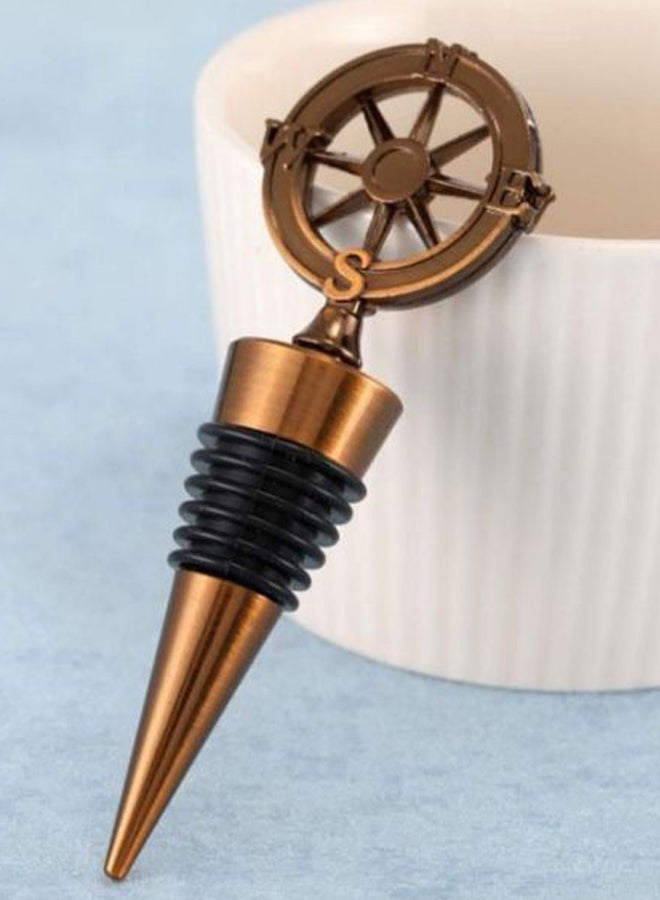 Generic Ship Steering Wheel Shape Bottle Stopper Gold/Black  - Image 2