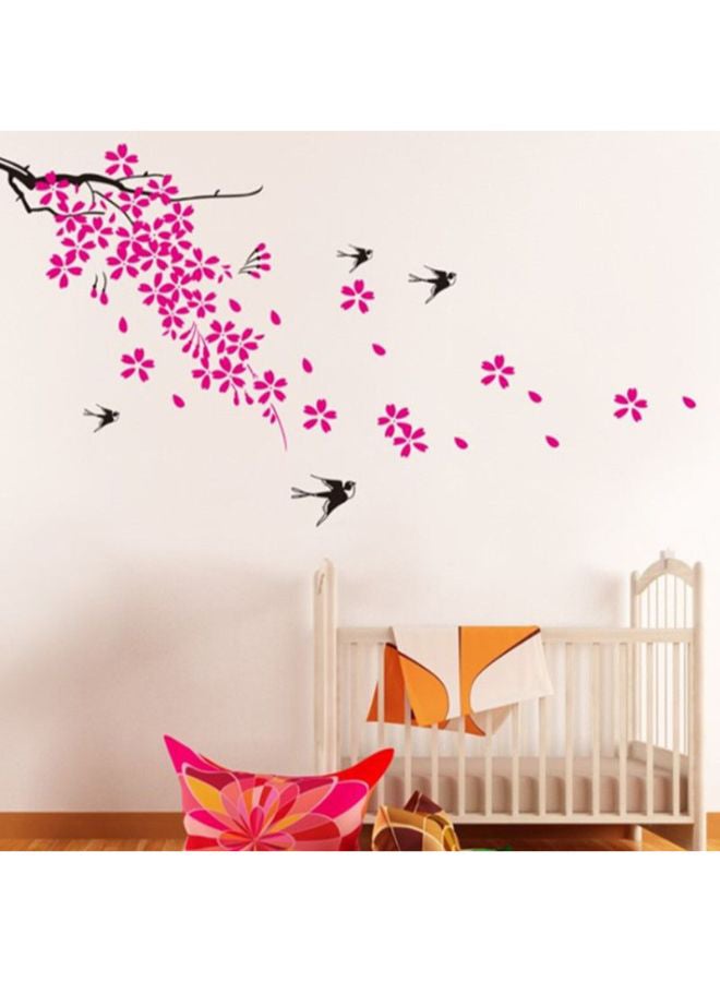 ملصق جداري داخلي ثلاثي الأبعاد بتصميم لأزهار متساقطة وطيور متعدد الألوان 50 x 70سم - Image 2