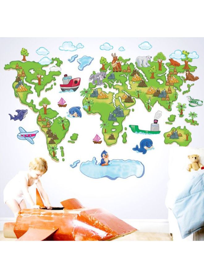 World Map Design Removable Wall Sticker Multicolour 90 x 60cm - Image 2