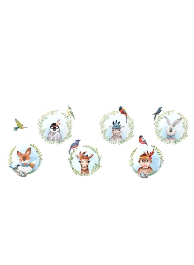 Zoo Animal Photo Frame Wall Sticker Multicolour 90 x 60cm  - Image 1