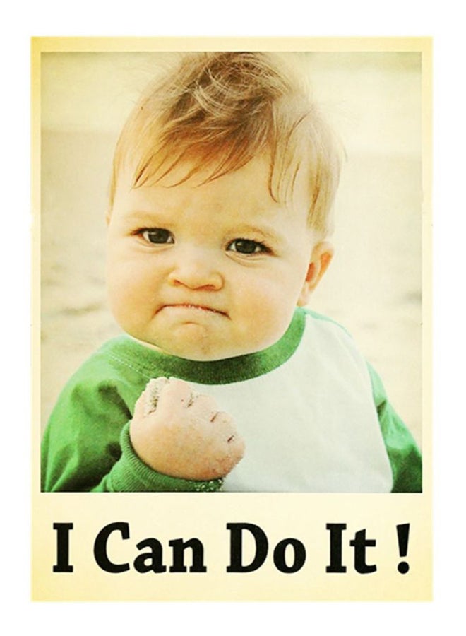 "ملصق جداري مطبوع بعبارة "Baby With I Can Do It" متعدد الألوان 50 x 35سم - Image 1