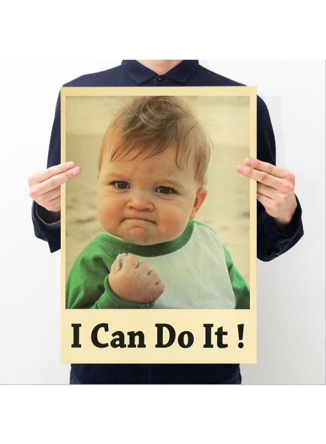"ملصق جداري مطبوع بعبارة "Baby With I Can Do It" متعدد الألوان 50 x 35سم - Image 2