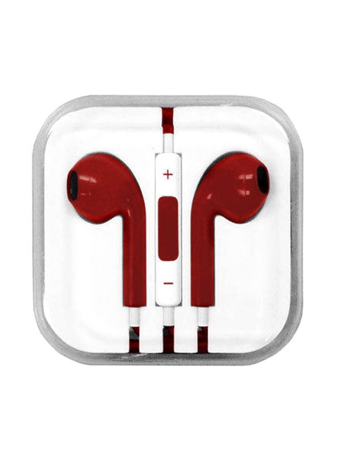 Generic - Wired Earphones With Mic For Apple iPhone/iPad 5S/5C/4 Red/White - Image 1