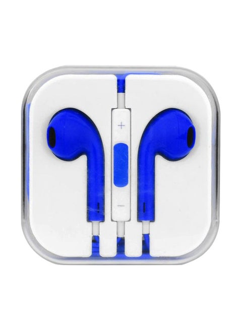Wired In-Ear Headphones With Mic For Apple iPad/iPhone 5/5S/5C Blue/White
