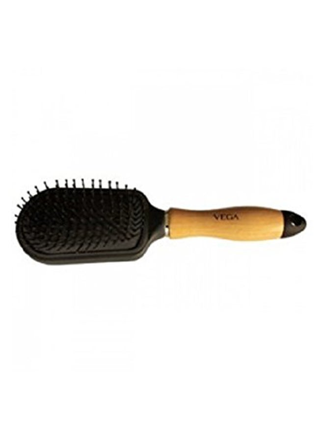 Vega Broad Wooden Handled Cushioned Brush Brown/Black 