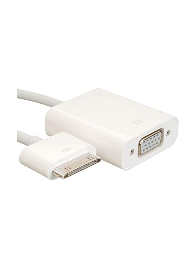 Generic - 30Pin Dock Connector To VGA Cable Adapter For Apple iPad 1/2/3 And Apple iPhone 4/4S White - Image 1