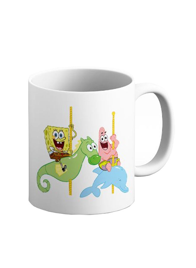 ITALCO Patrick And Sponge Bob Printed Ceramic Coffee Mug White/Green