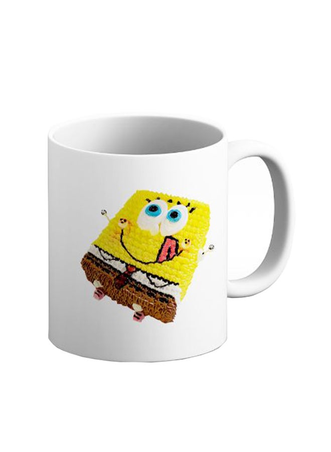 ITALCO Sponge Bob Cake Printed Ceramic Coffee Mug White/Yellow 