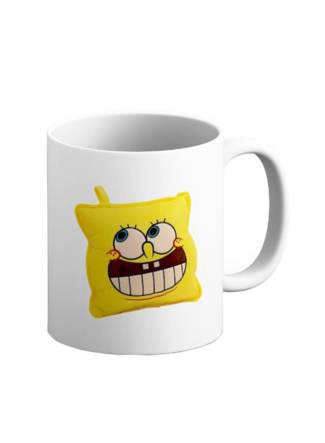 ITALCO Sponge Bob Pillow Printed Ceramic Coffee Mug White/Yellow 