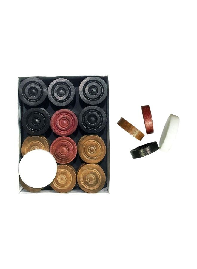 Generic - 24-Piece Multicolour Wooden Coins Set For Carrom Board Game With Striker - Image 1