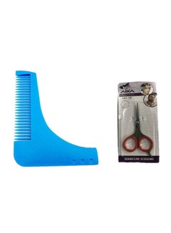 Beard Shaping And Styling Comb With Trimming Scissors Blue - v1579625460/N33347862A_1