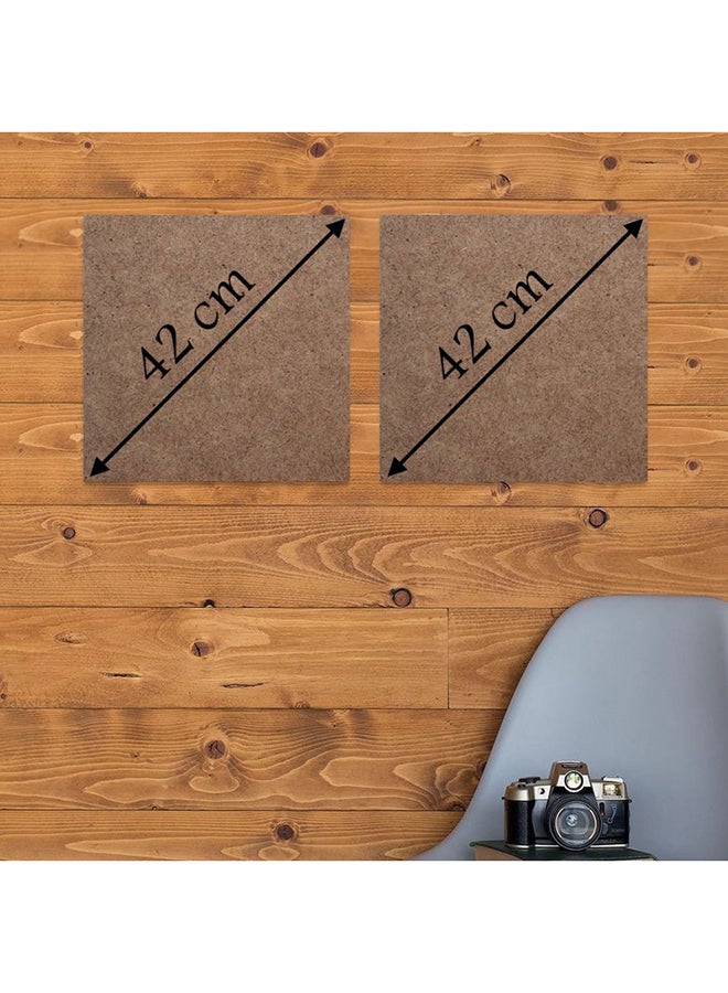 أتيك لوحة فنية من خشب MDF بتصميم إسلامي عصري مكونة من قطعتين متعدد الألوان 30x30سم - Image 2