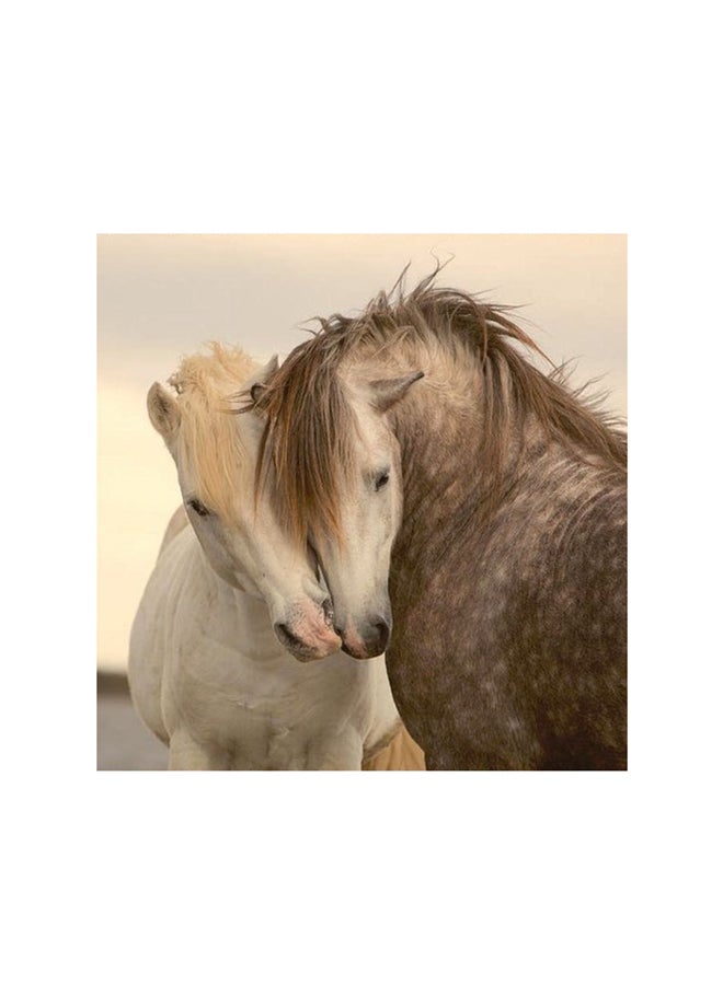 Atiq A Pair Of Horses Mdf Wall Art Multicolour 30x30cm - Image 1